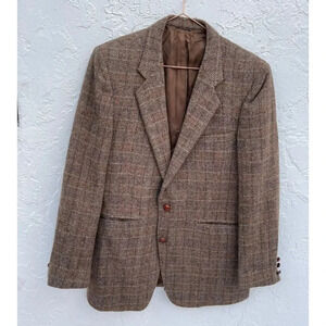 Moda Tallia Mens Long Sleeve Two Buttons Pure Wool Plaid Blazer Jacket Sz L/XL